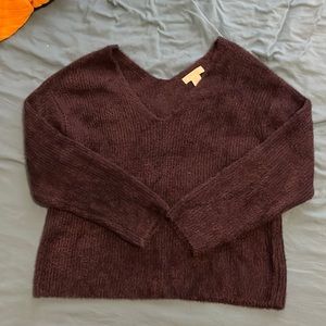 Navy blue fuzzy vneck sweater H&M